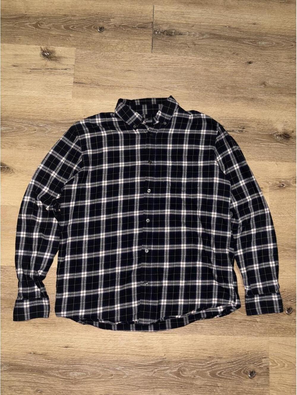 Slate & Stone Plaid Flannel Button Up Shirt Black Navy Men’s Large